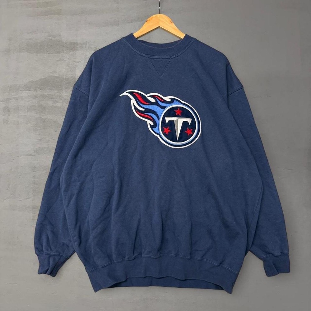 NFL Tennessee Titans Sweatshirt Navy Blue Embroidered Logo XL